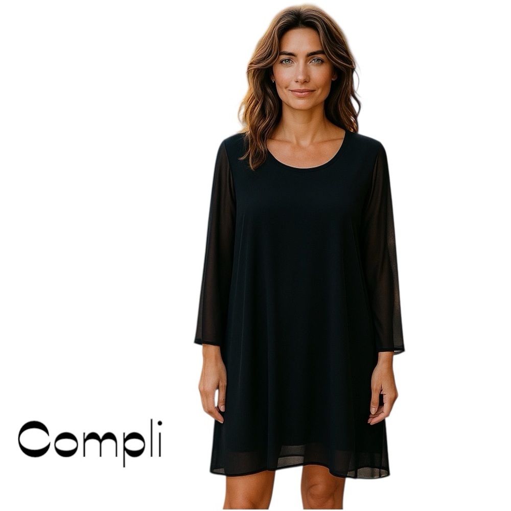 Compli K Sheer Black Long Sleeve Dress NWT Size S